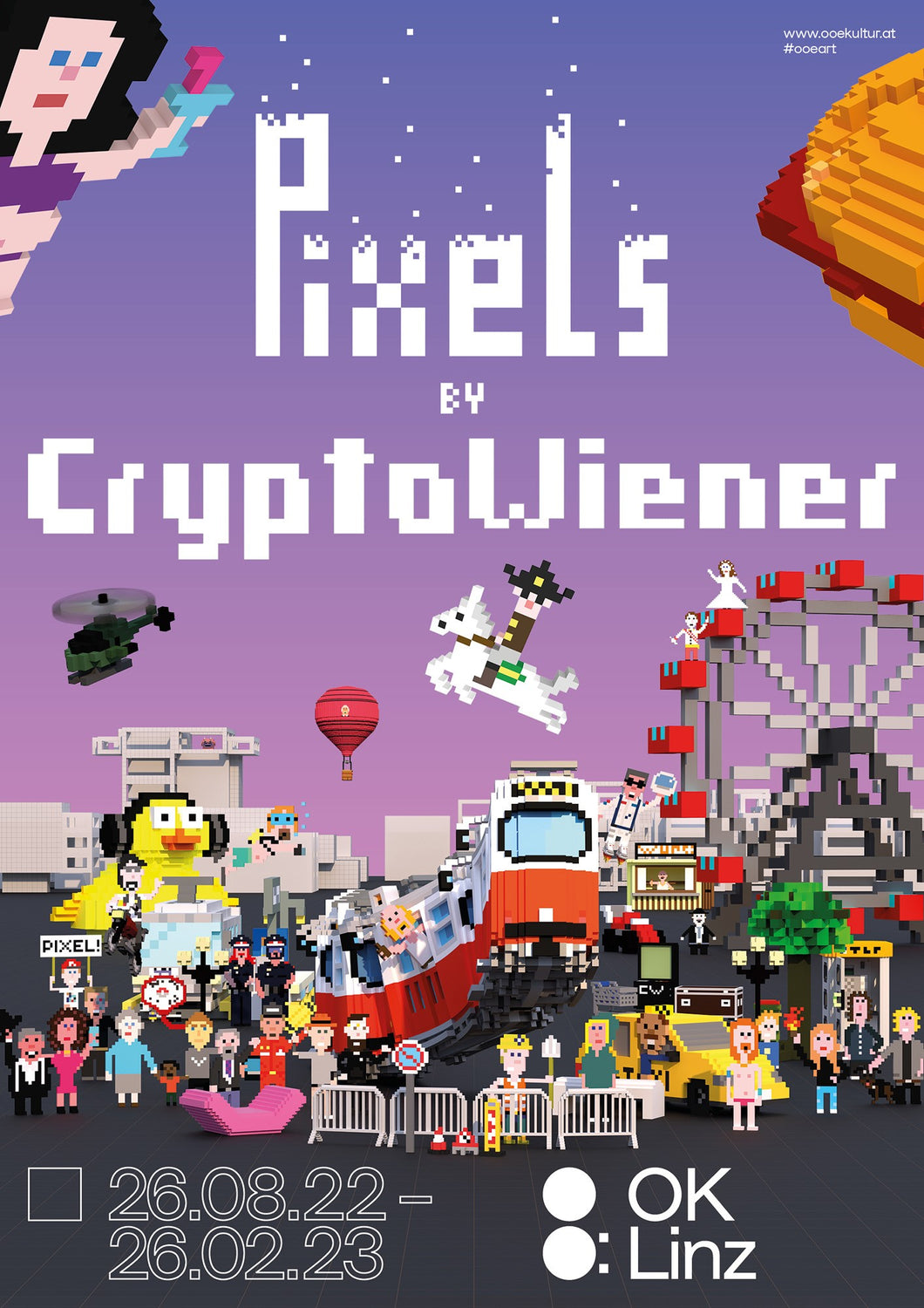 Plakat zur Ausstellung PIXELS by CryptoWiener
